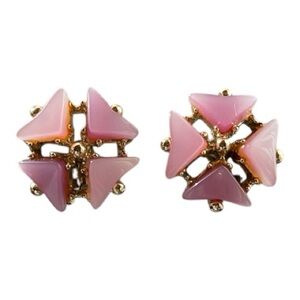 Vintage Pink Thermoset Pinwheel & Gold Tone Clip-On Earrings